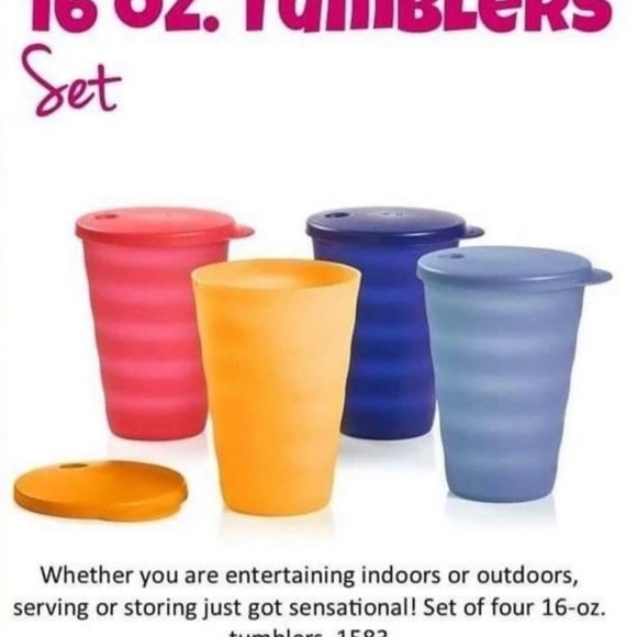 TUPPERWARE NO SPILL 16 OZ. TUMBLER SET - Picture 2 of 4
